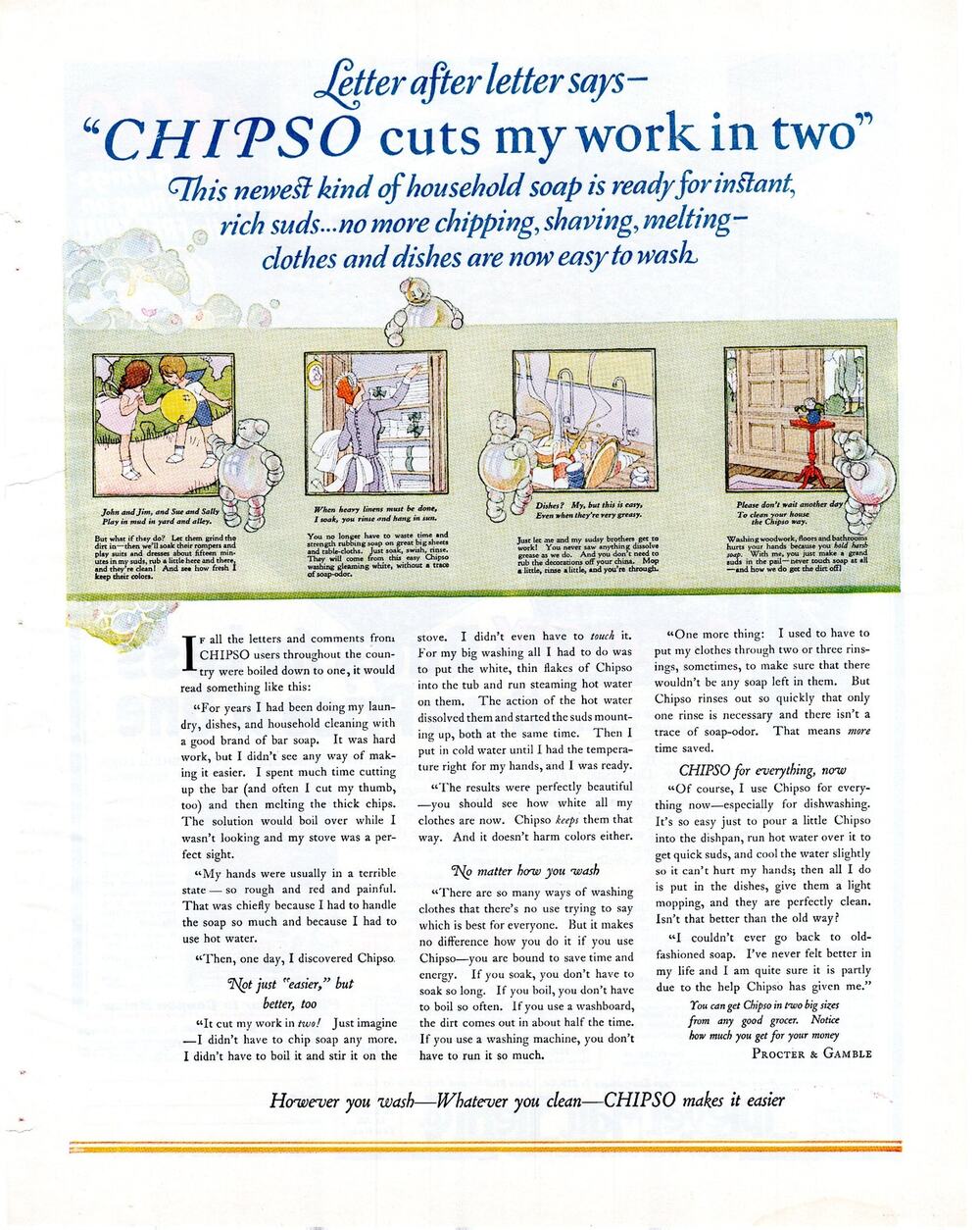 Chipso Quick Suds / Beech-Nuts Peanut Butter Advertisement 1925 Vintage Home
